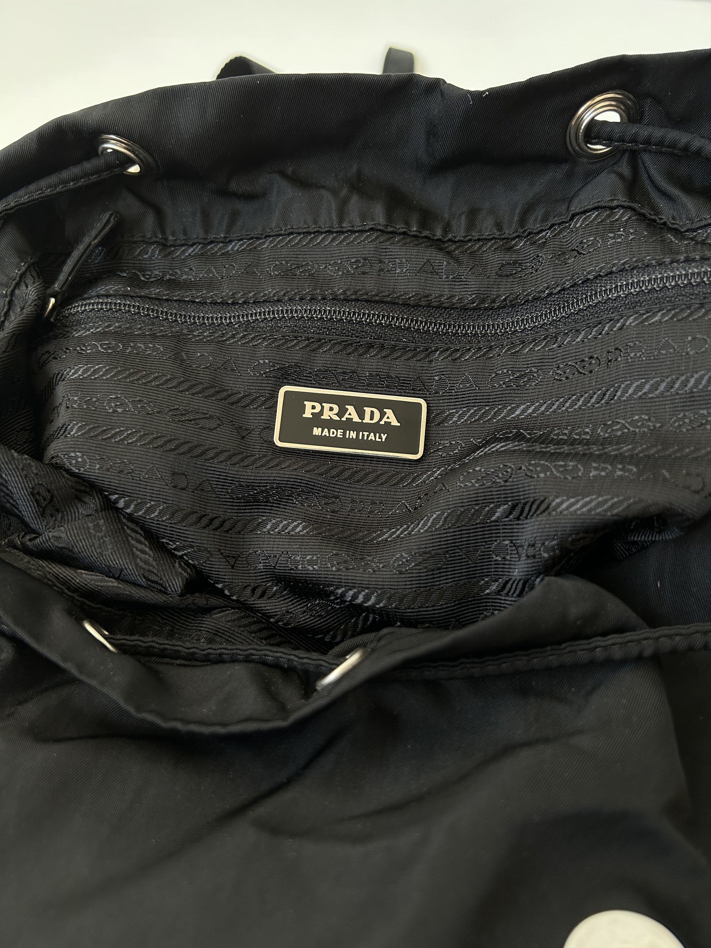 Prada nylon triangle logo cargo backpack
