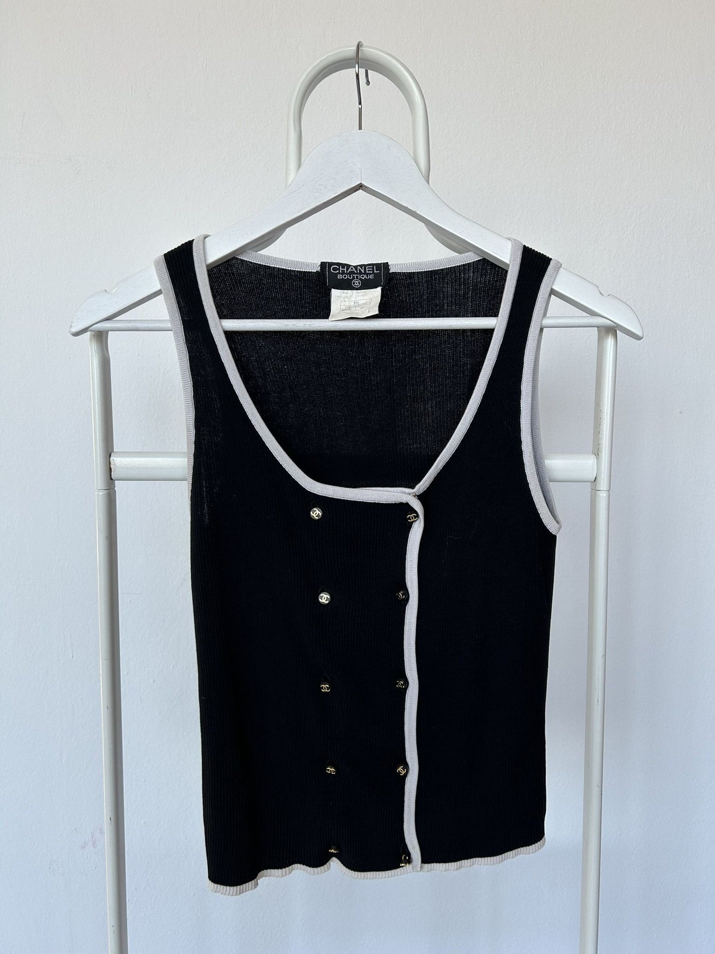 SS1995 Chanel double breasted button up tank top
