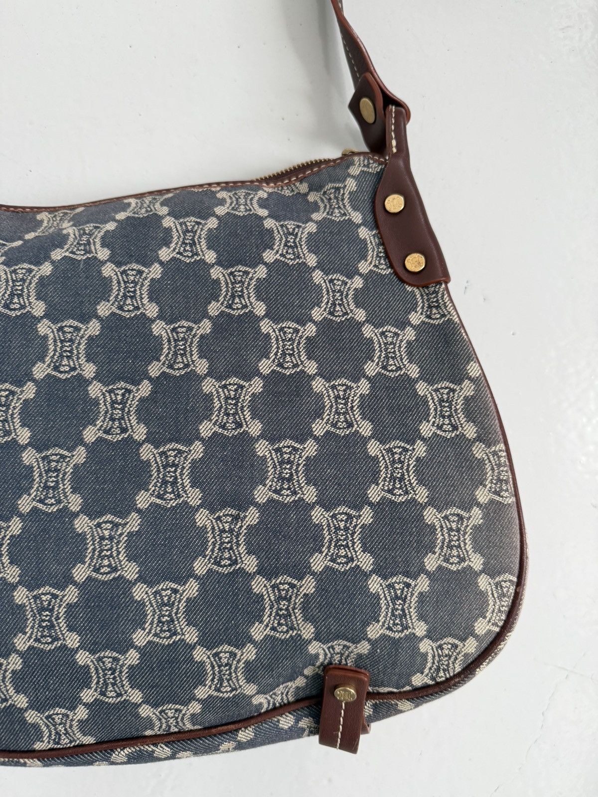 Celine macadam monogram denim shoulder/ crossbody bag