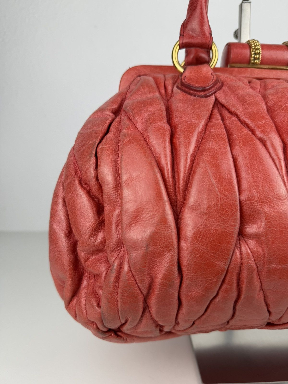 Miu Miu matelasse pleated leather handbag