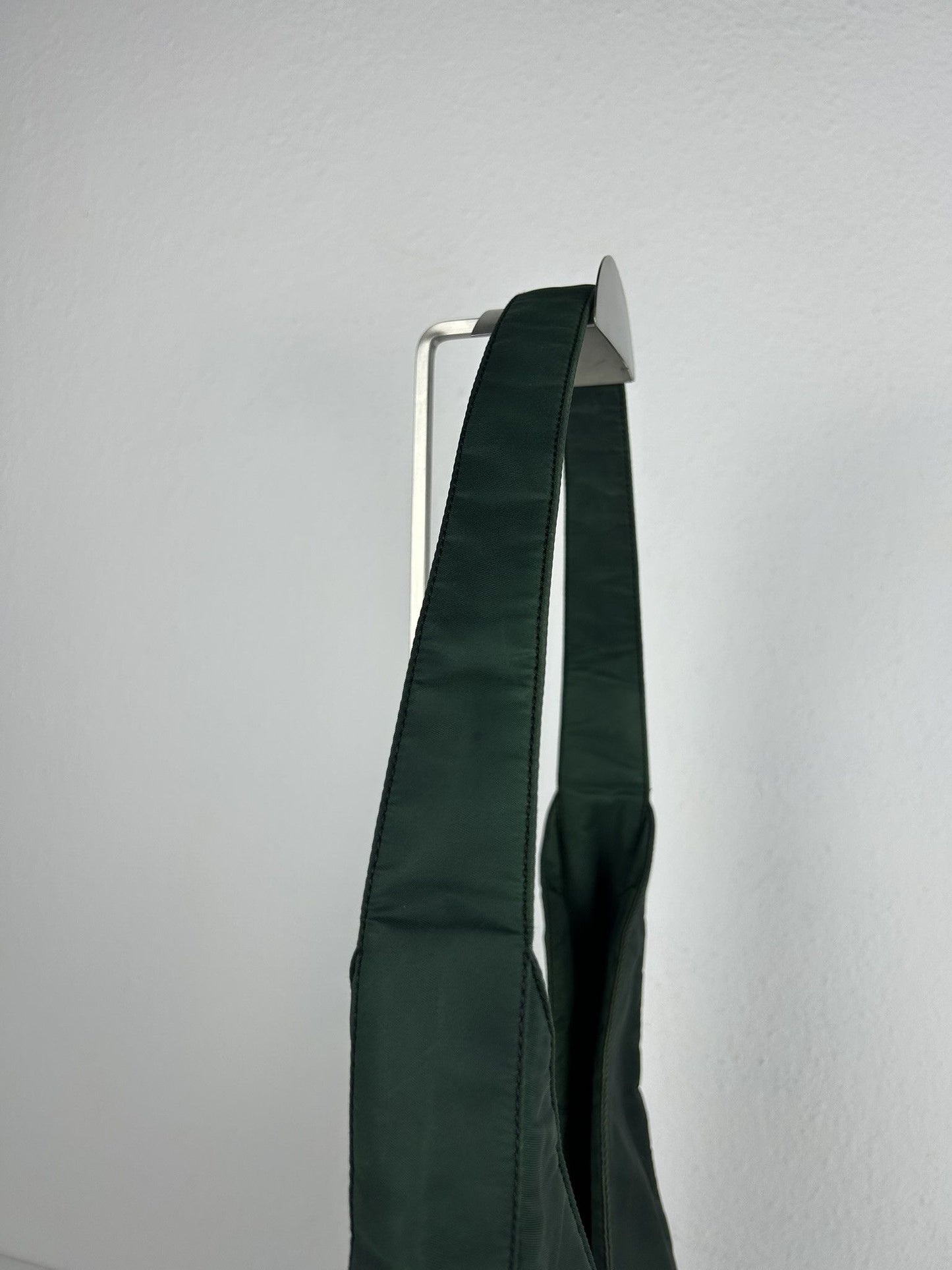 Vintage 90s Prada nylon triangle logo hobo handbag