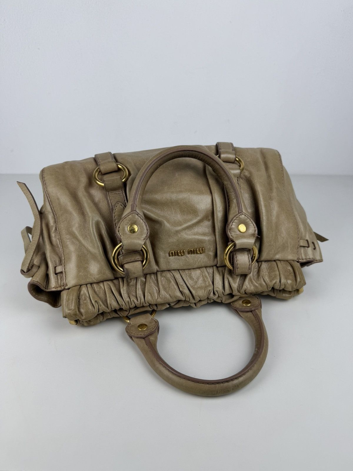 Miu miu bauletto vitello gathered leather mini handbag