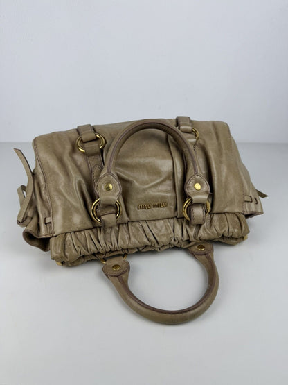 Miu miu bauletto vitello gathered leather mini handbag