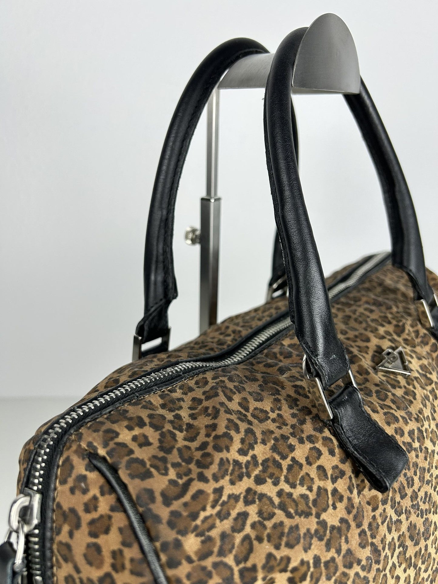 Vintage Bottega Veneta leopard print mini boston bag