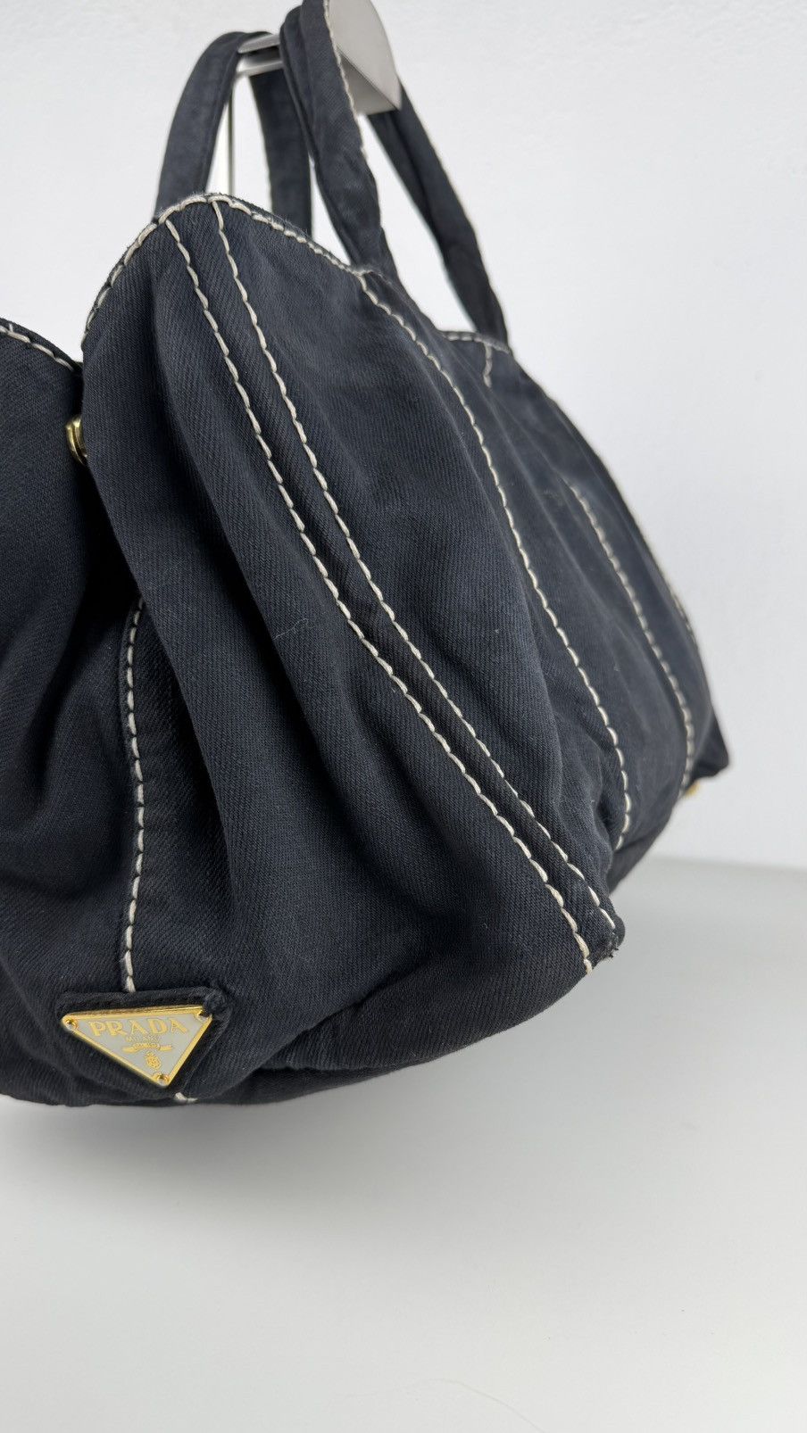 Prada canapa large canvas tote bag