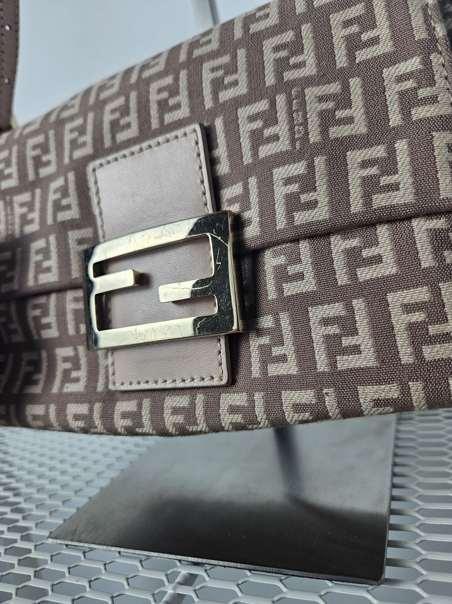 Fendi zucca monogram canvas mini baguette