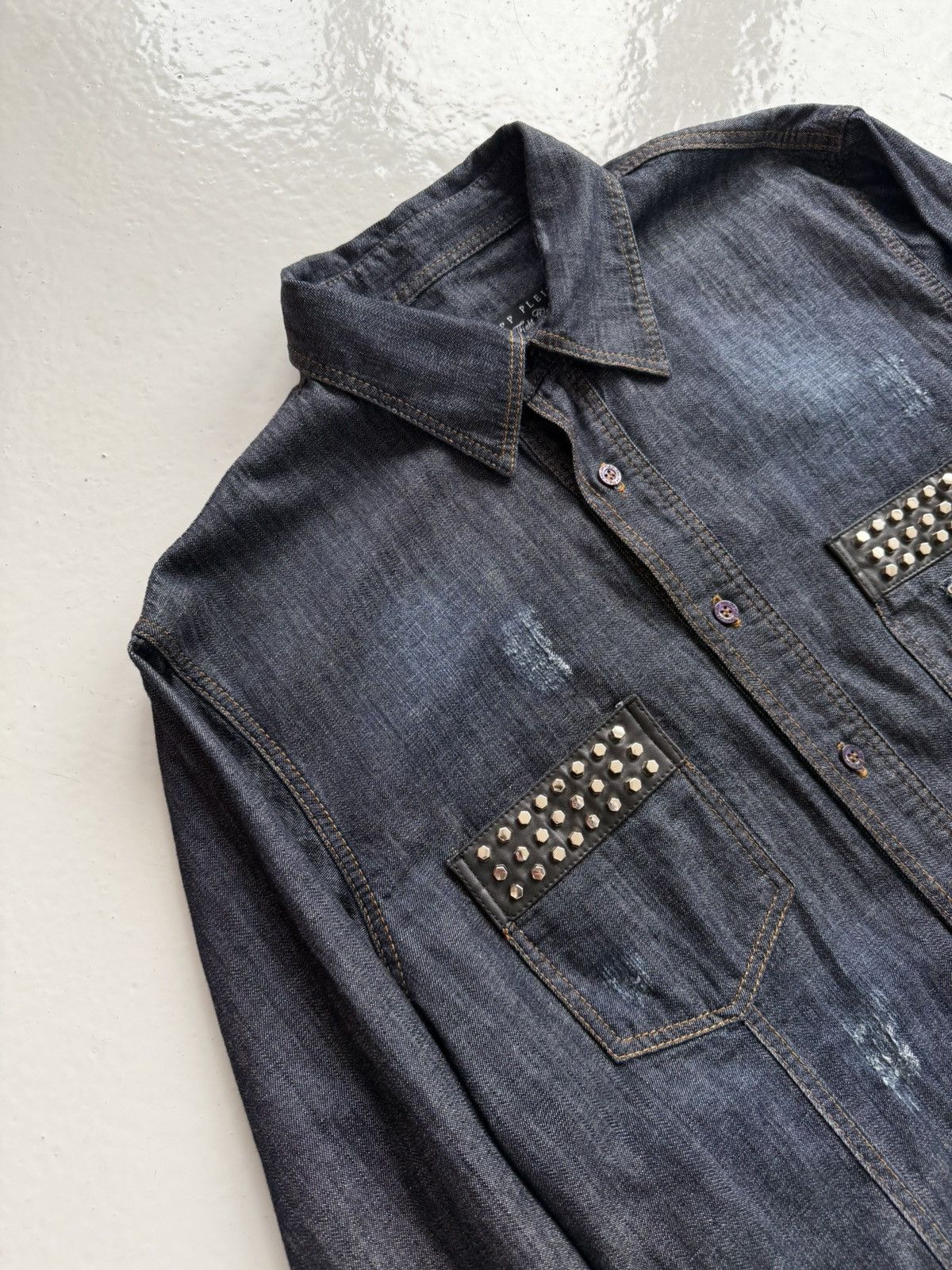SS2016 Philipp Plein Marlon denim shirt Acapulco blue