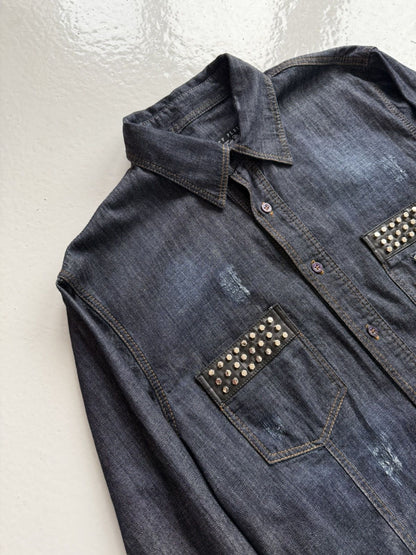 SS2016 Philipp Plein Marlon denim shirt Acapulco blue