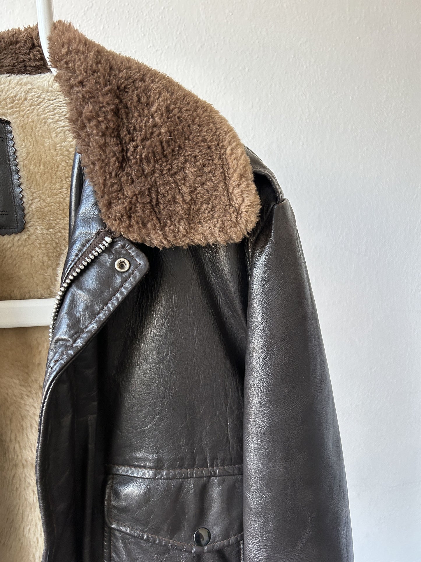Vintage aviator shearling leather jacket