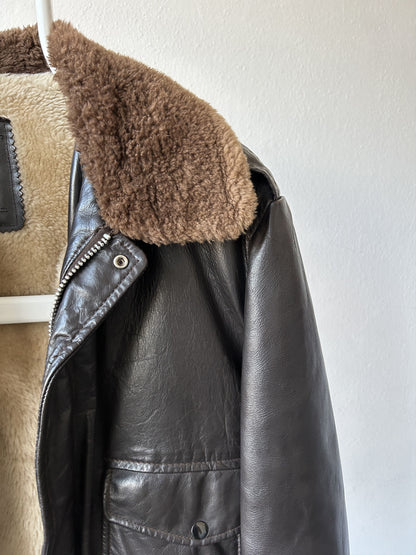 Vintage aviator shearling leather jacket