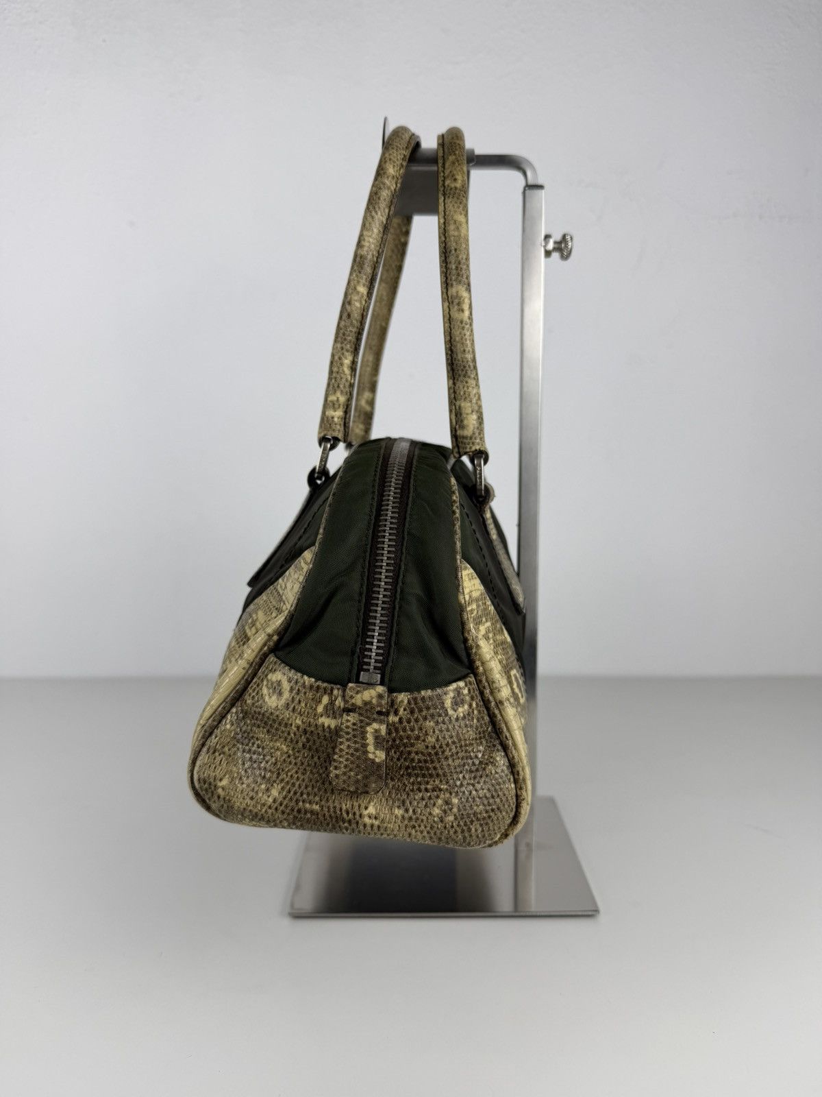 Vintage Prada nylon leather triangle logo mini bowling bag