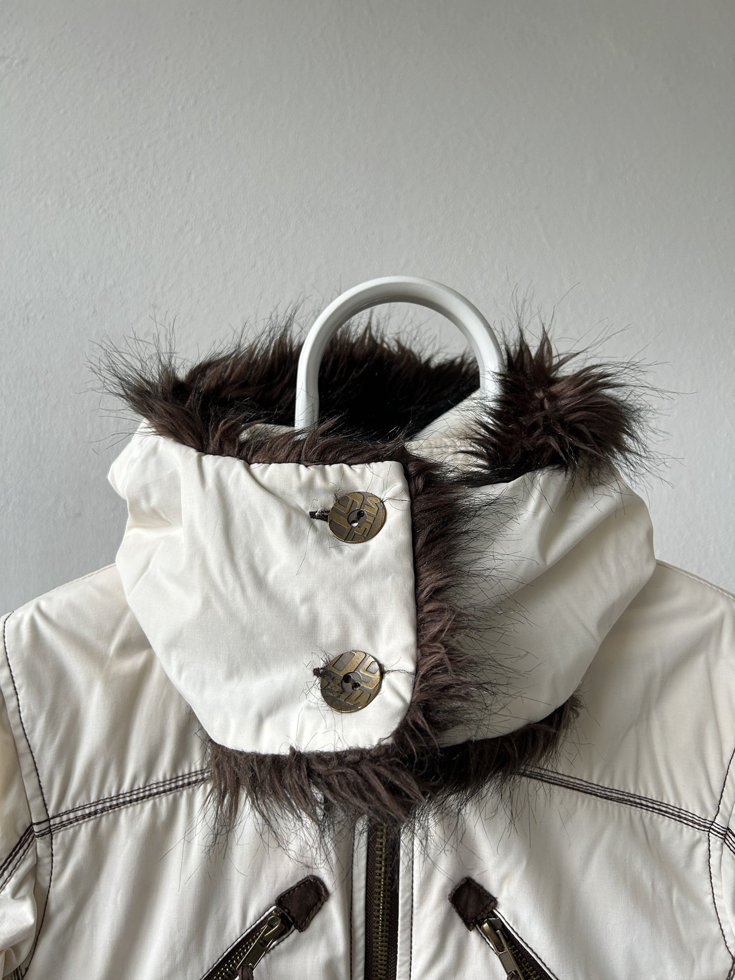 Archive y2k Miss Sixty faux fur lined hooded bomber