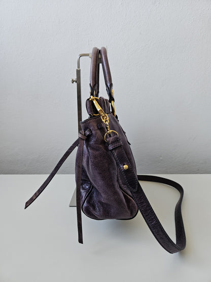 Miu miu vitello bauletto aperto gathered leather handbag