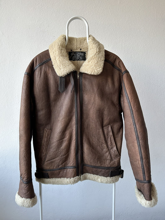 Vintage type b3 real shearling aviator leather jacket
