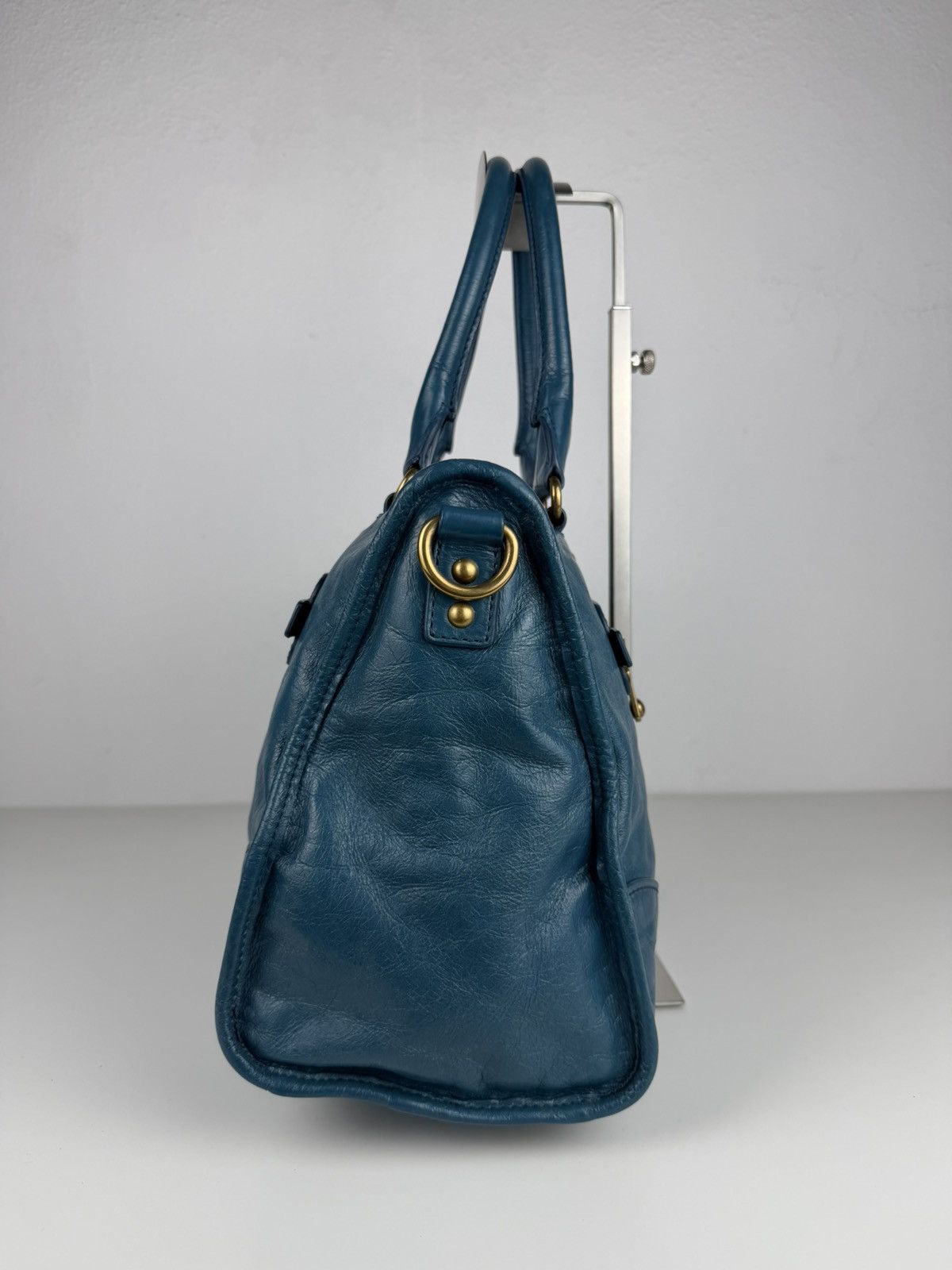 Miu miu vitello lux top zip handbag in turquoise