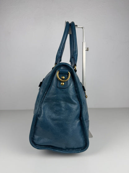 Miu miu vitello lux top zip handbag in turquoise