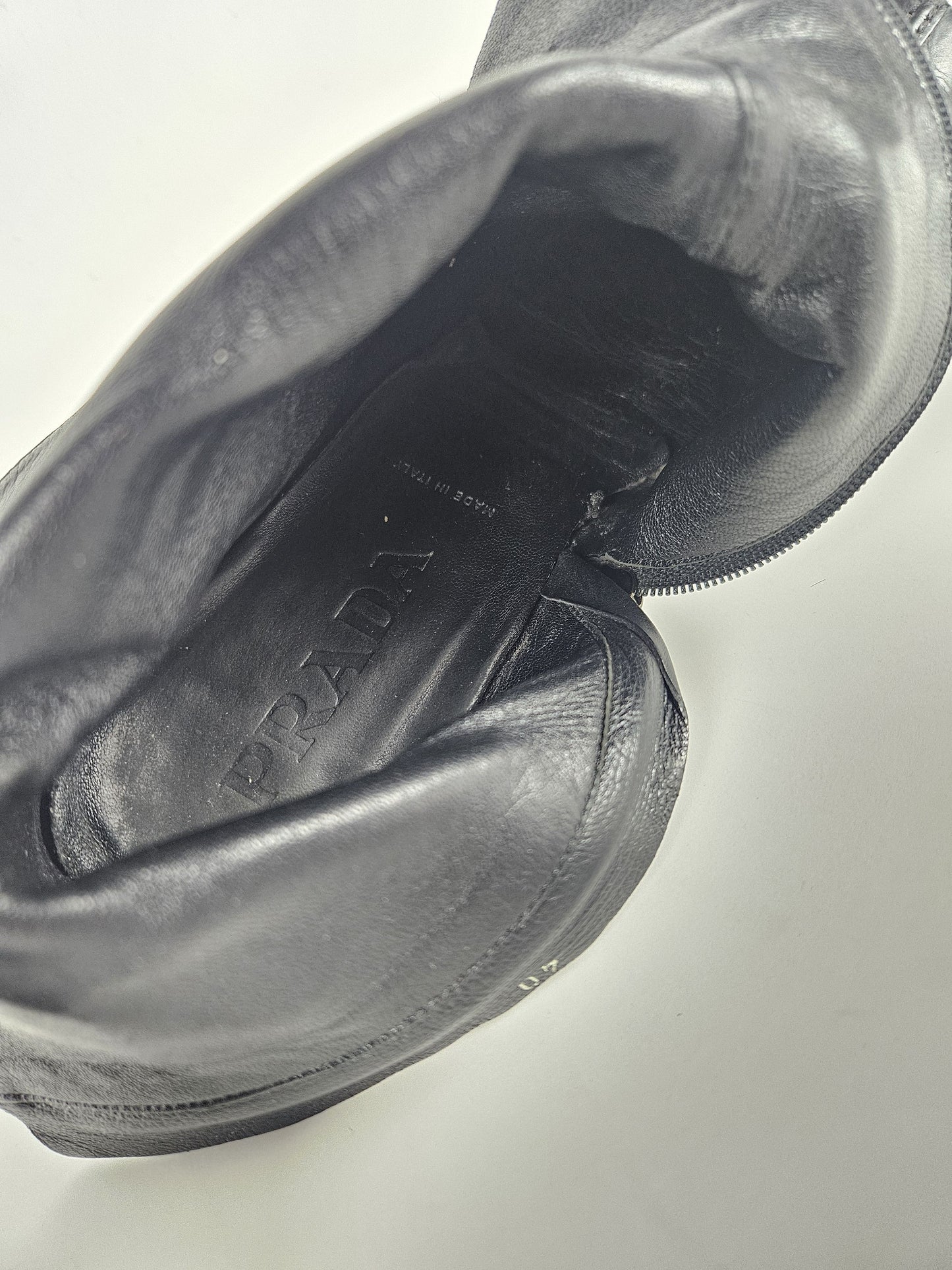 Archive Prada lamb leather kitten heel buckled ankle boots