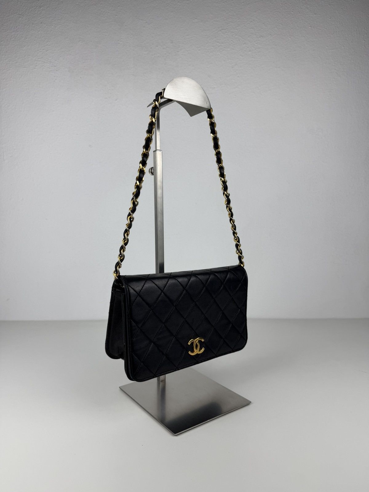 Vintage Chanel CC lambskin mini matelasse full flap