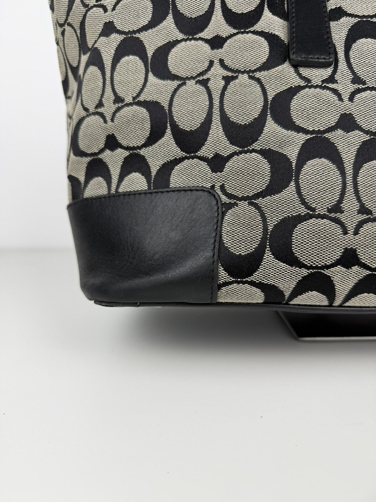 Coach signature leather and canvas tote bag