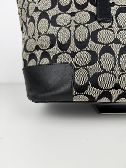 Coach signature leather and canvas tote bag