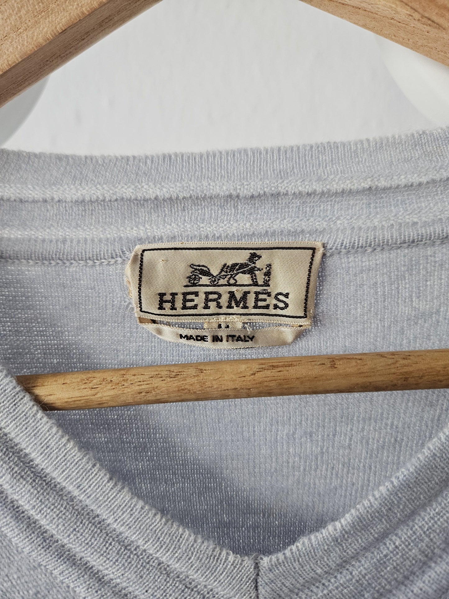 Vintage Hermes cashmere cotton blend v neck pullover