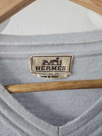 Vintage Hermes cashmere cotton blend v neck pullover