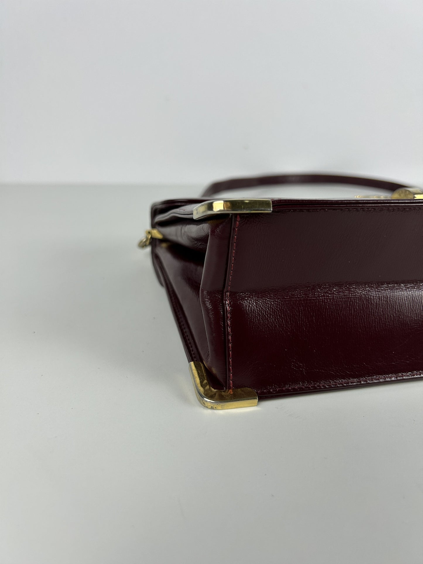 Vintage 80s Dior box calf leather burgundy handbag