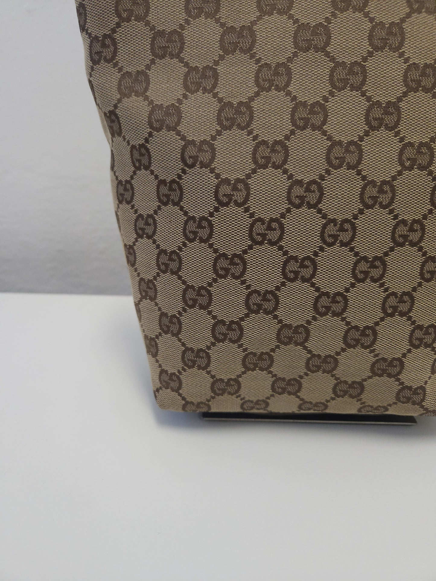 Vintage y2k Gucci gg monogram canvas and leather tote bag