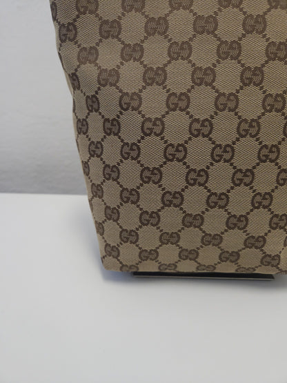Vintage y2k Gucci gg monogram canvas and leather tote bag