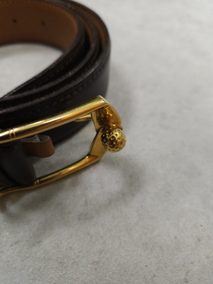 Vintage 1978 Hermes dark brown leather belt