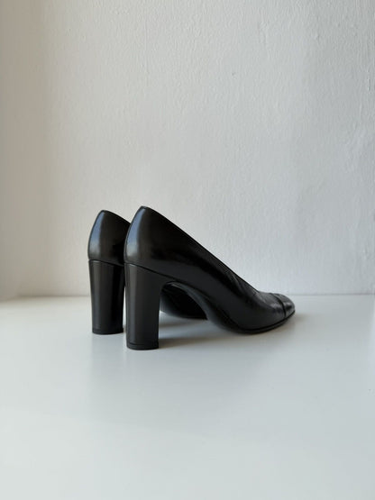 Vintage chanel CC logo block heels