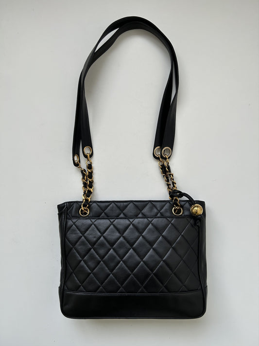 Vintage 90s chanel quilted lambskin matelasse shoulder bag