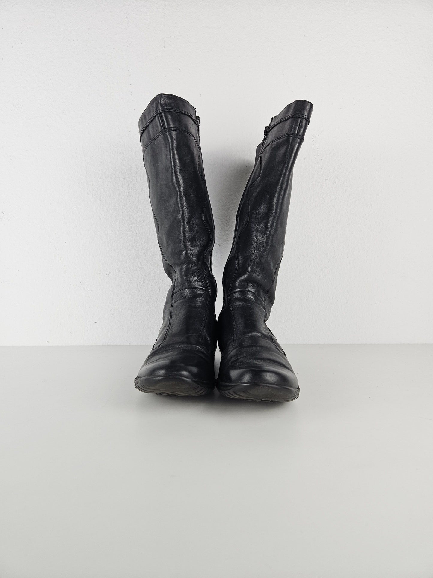 Vintage y2k avant garde leather biker boots