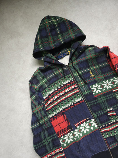 Ralph lauren patchwork print fleece lined zip hoodie