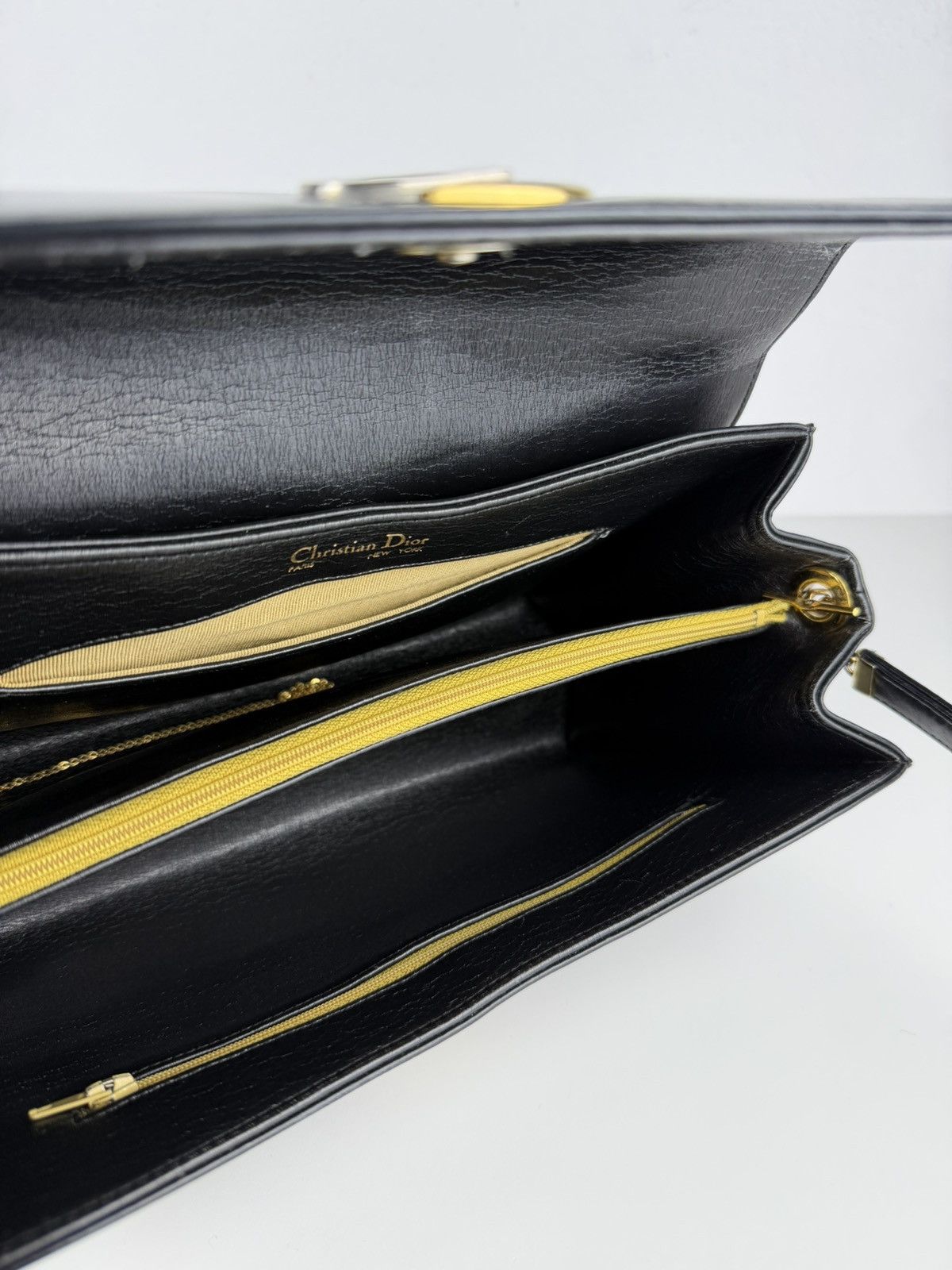 Vintage 70s Dior box calf leather shoulder bag