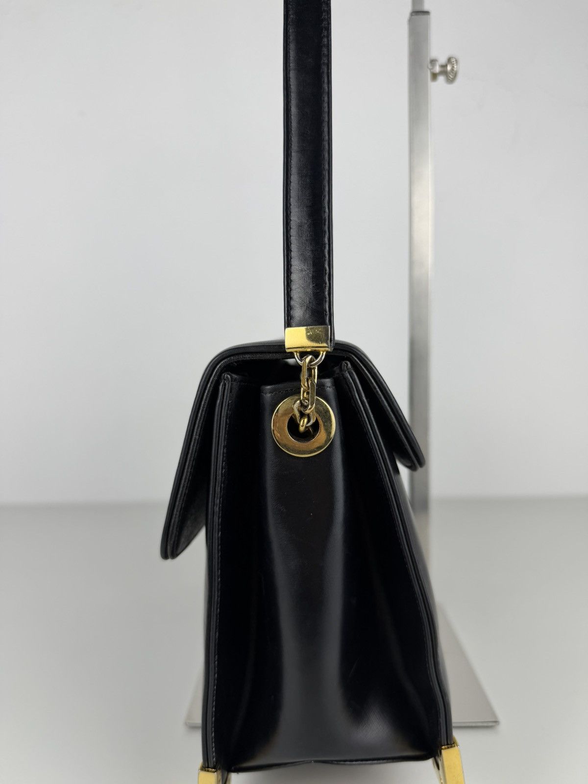 Vintage 70s Dior box calf leather shoulder bag