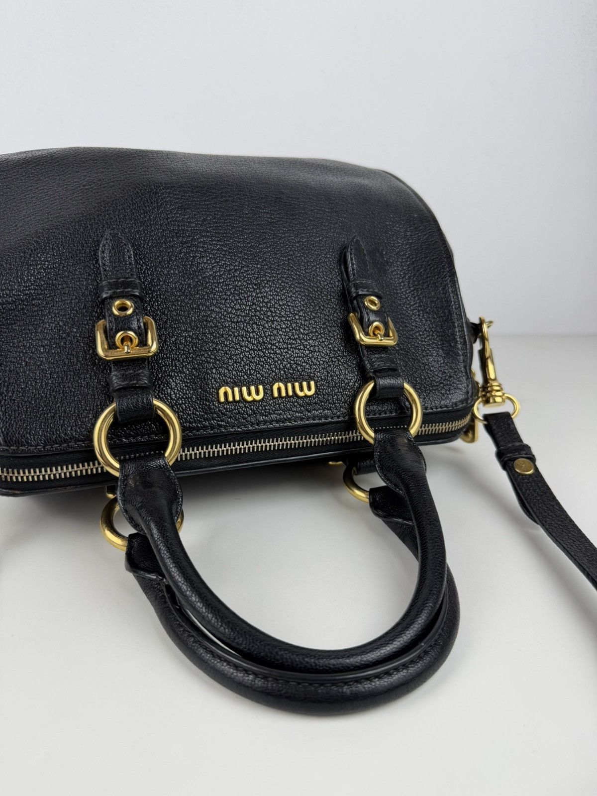 Miu miu madras leather mini boston bag
