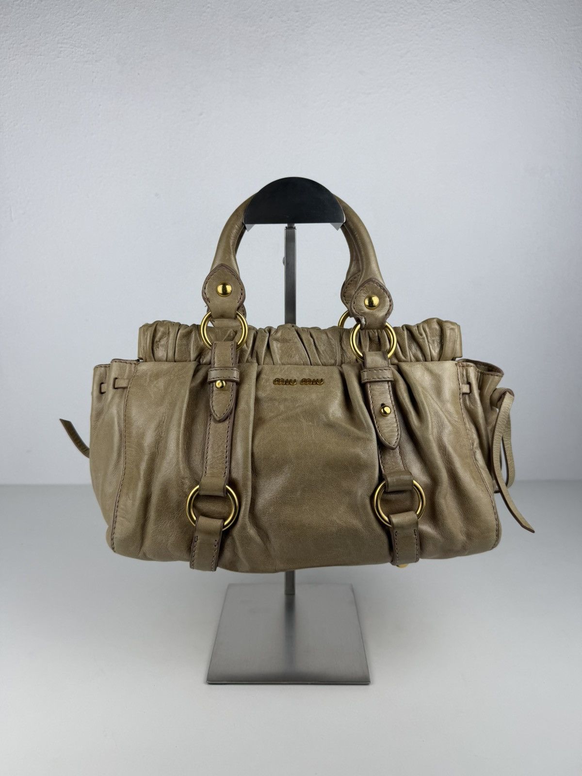 Miu miu bauletto vitello gathered leather mini handbag