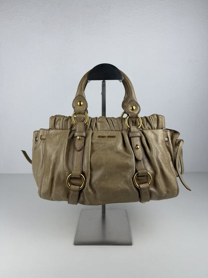 Miu miu bauletto vitello gathered leather mini handbag