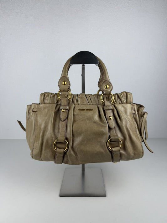 Miu miu bauletto vitello gathered leather mini handbag