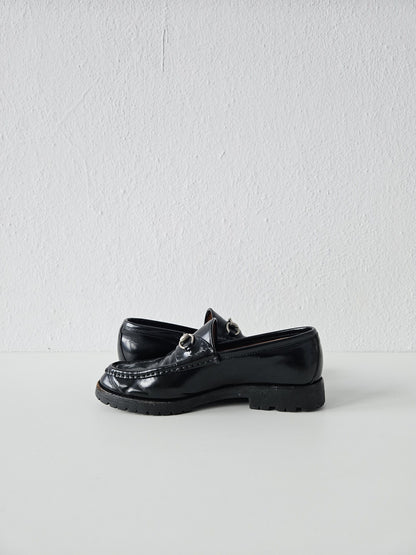 Vintage Gucci notched sole patent leather horsebit loafers