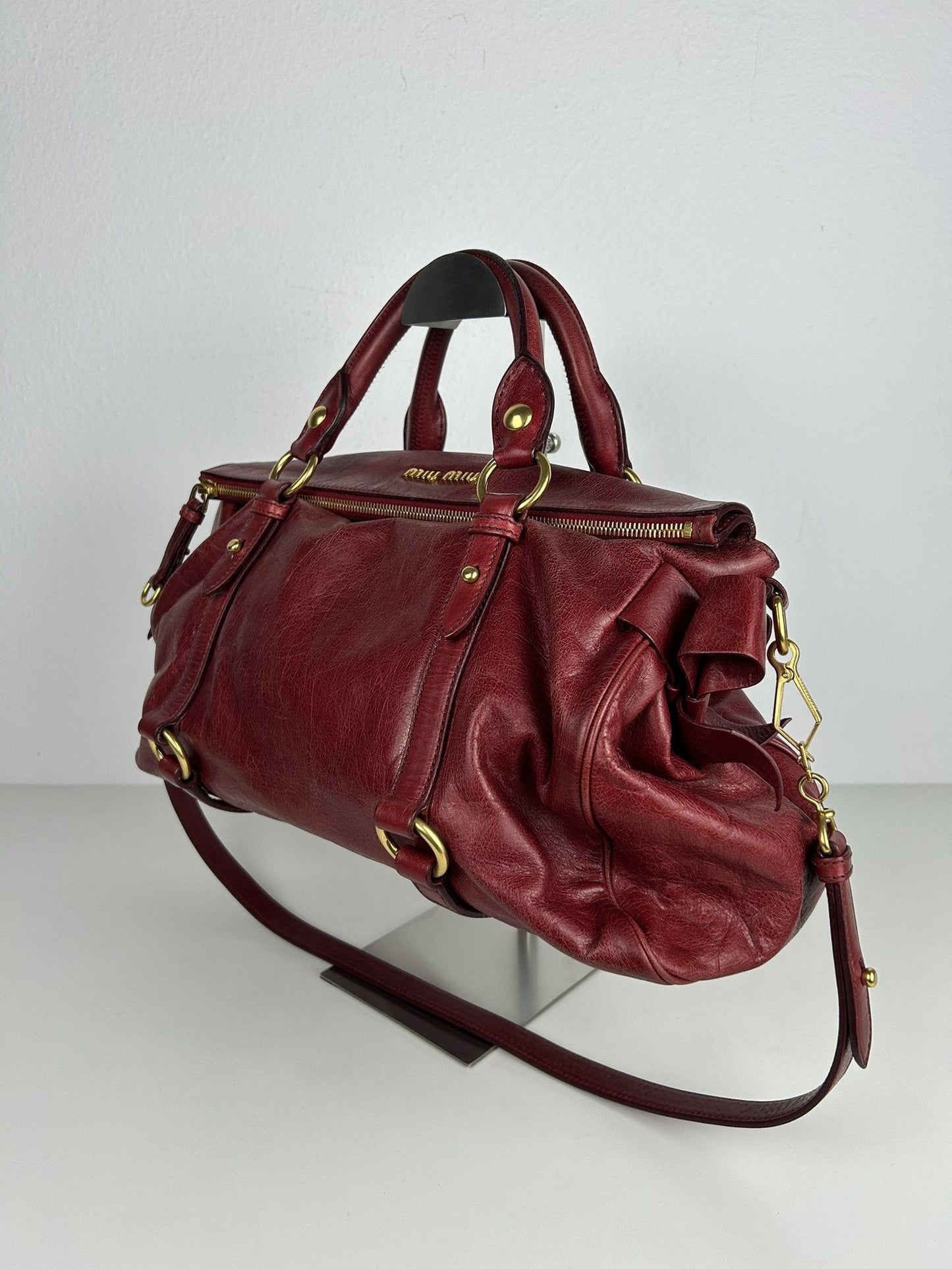 Miu miu vitello bow bag in red
