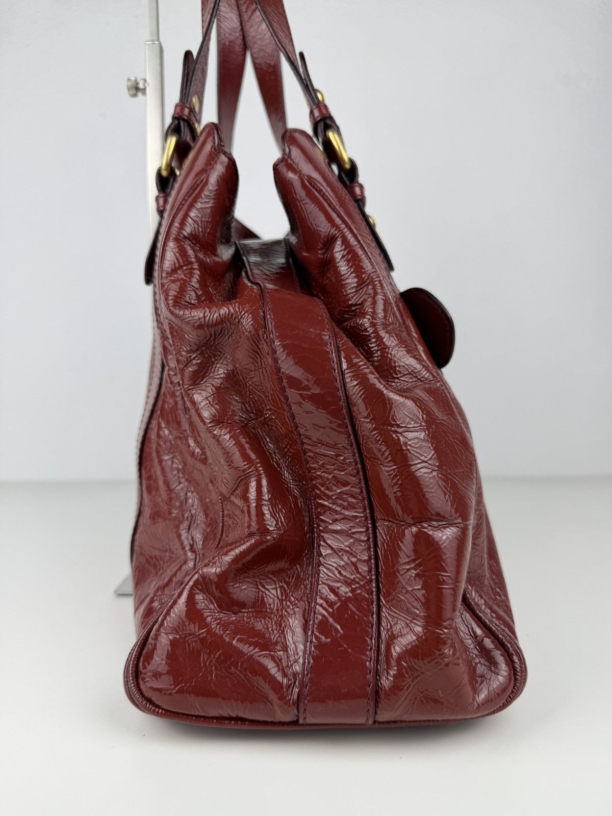 Fendi crinkled patent leather de jour handbag large