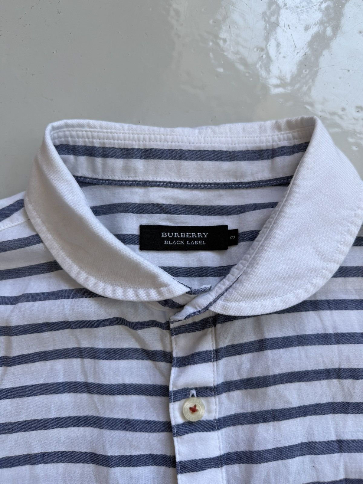 Burberry black label striped short sleeve shirt