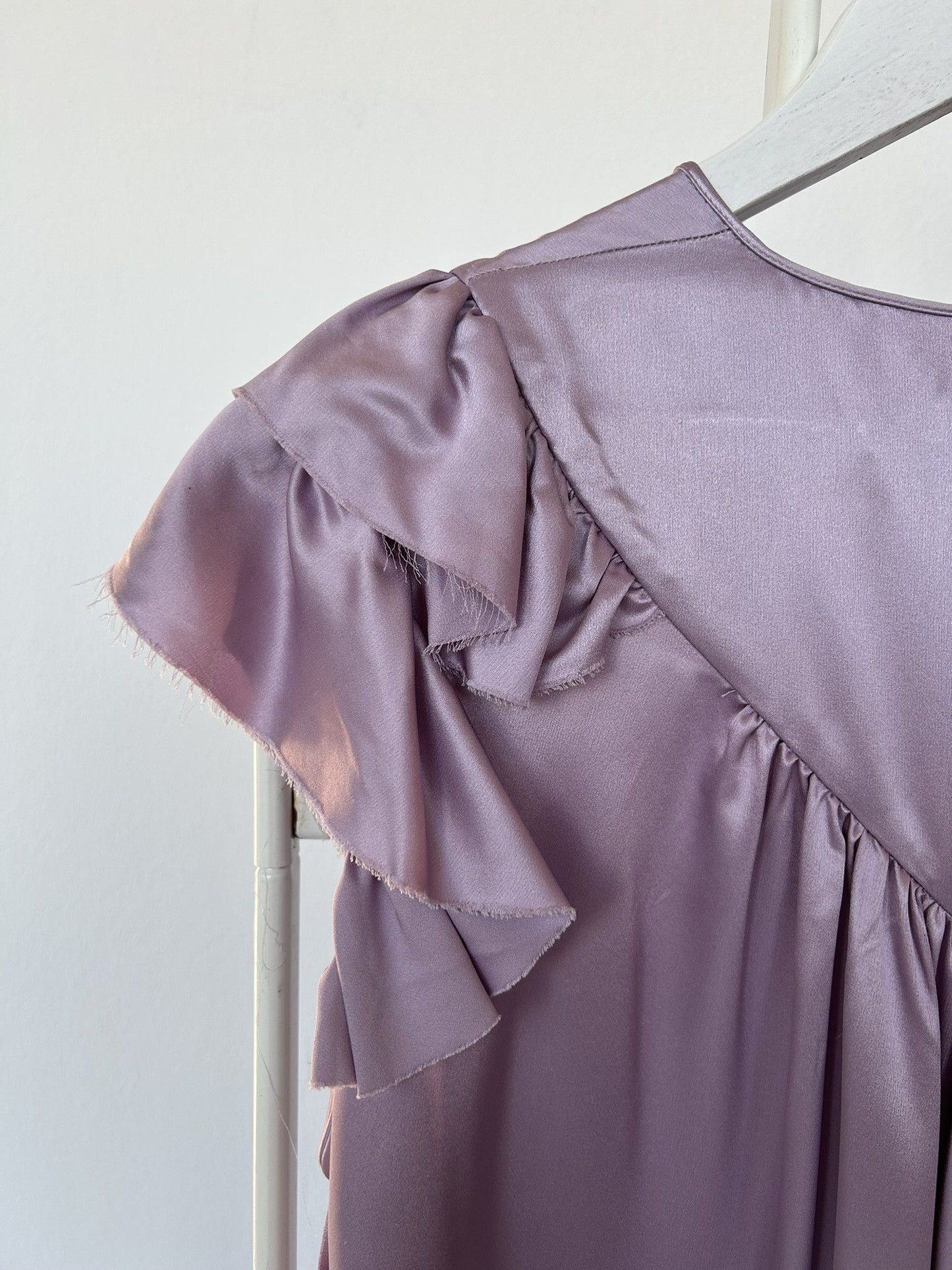 SS2018 Balenciaga silk ruffle loose long dress in lilac