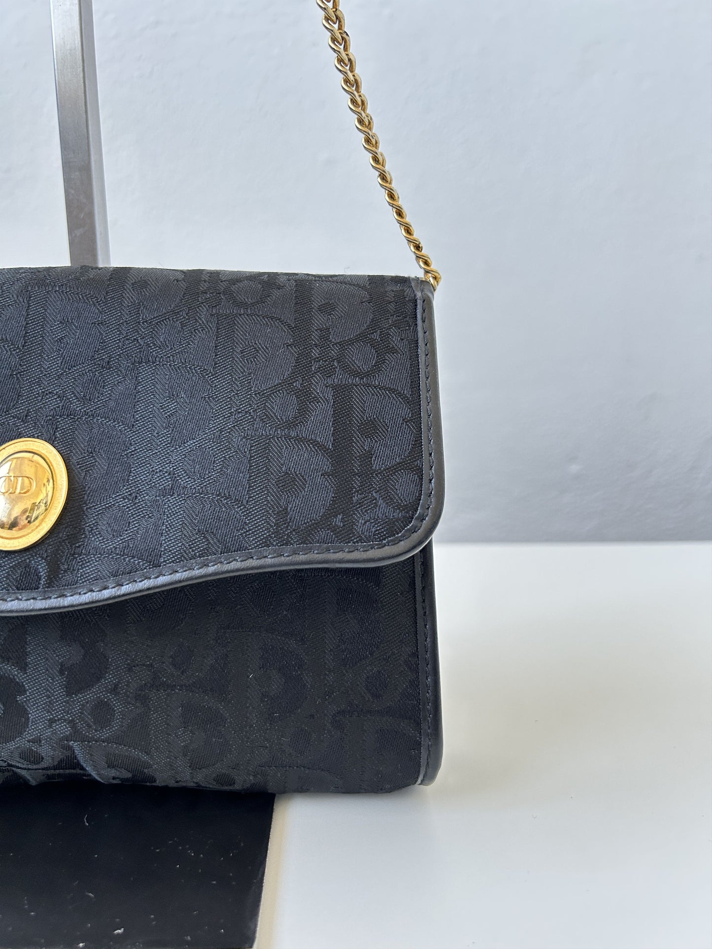 80s Dior trotter oblique monogram canvas chain shoulder bag