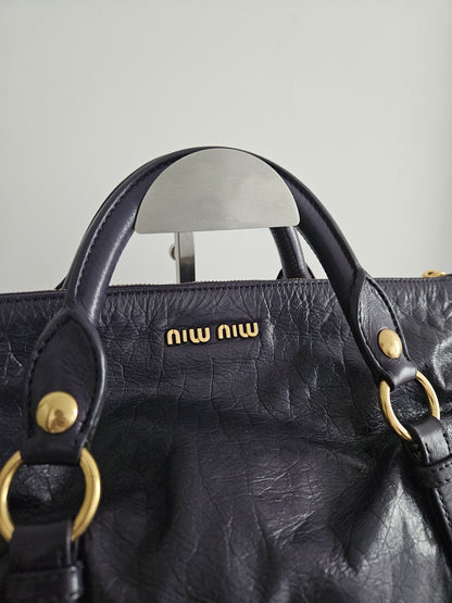 Miu miu vitello bow bag in deep purple