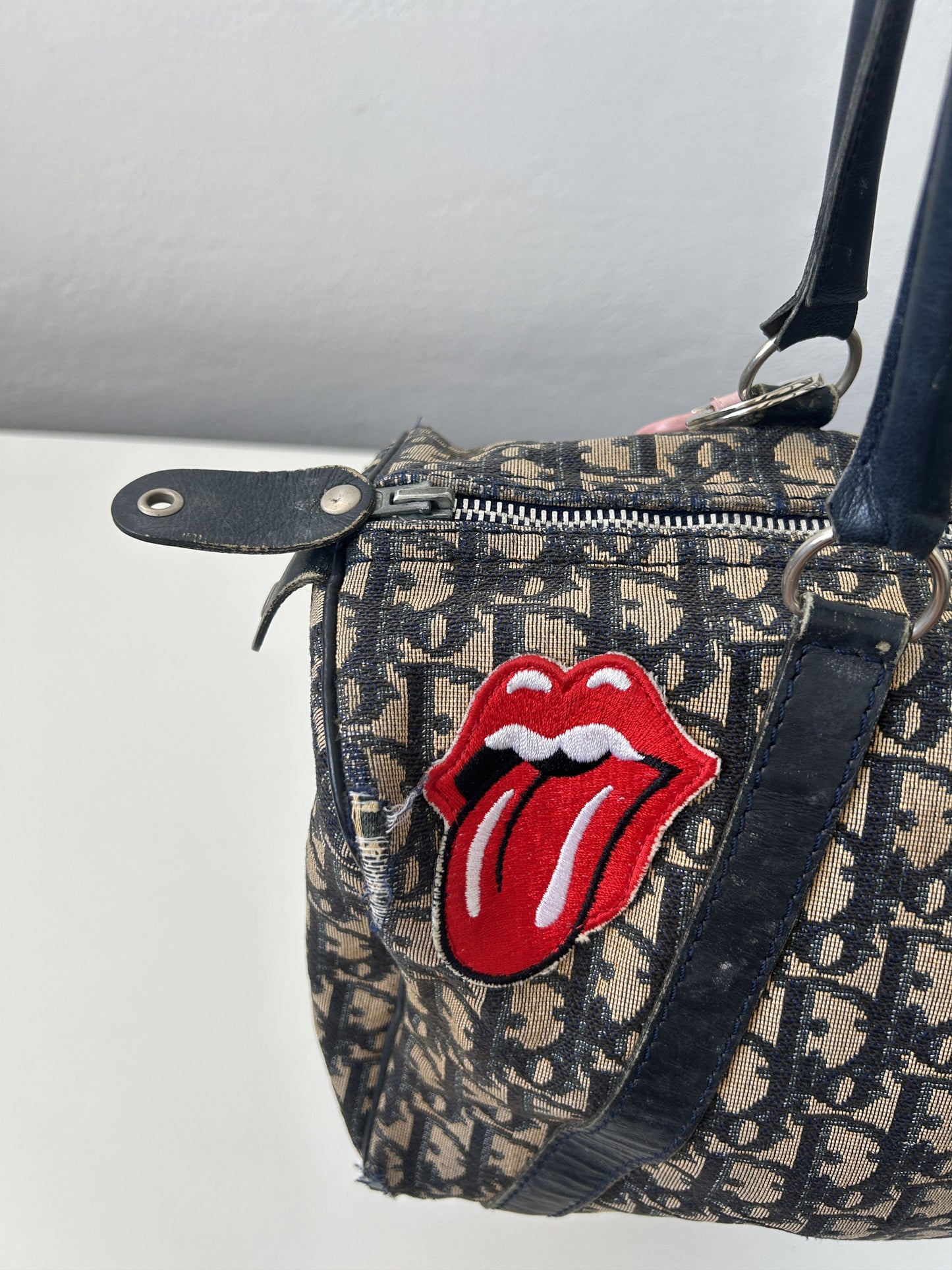 Vintage 80s customised Dior trotter oblique monogram canvas mini bowling bag