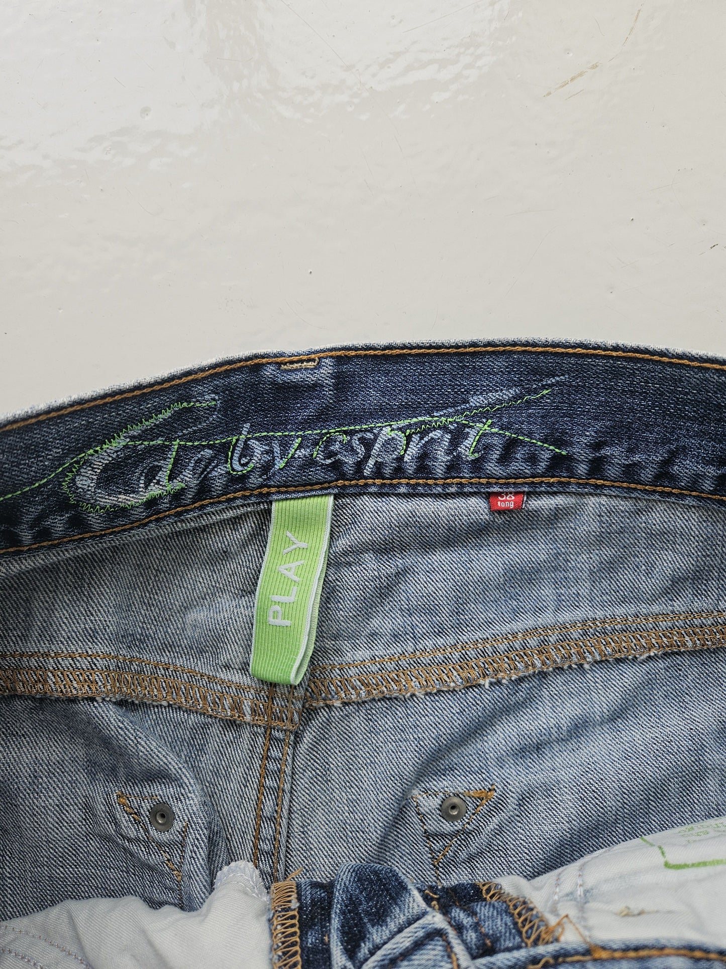 Vintage distressed bootcut low waisted denim