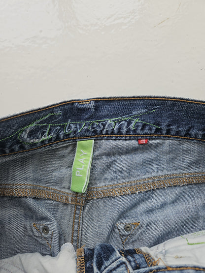 Vintage distressed bootcut low waisted denim